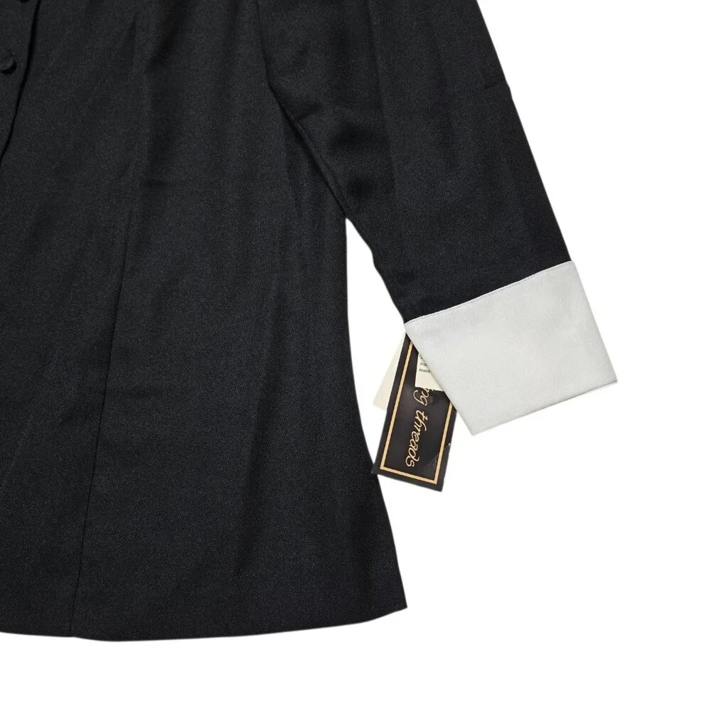 Vintage Intriguing Threads Blazer Womens Plus 3X Black‎ White Jacket Old Money